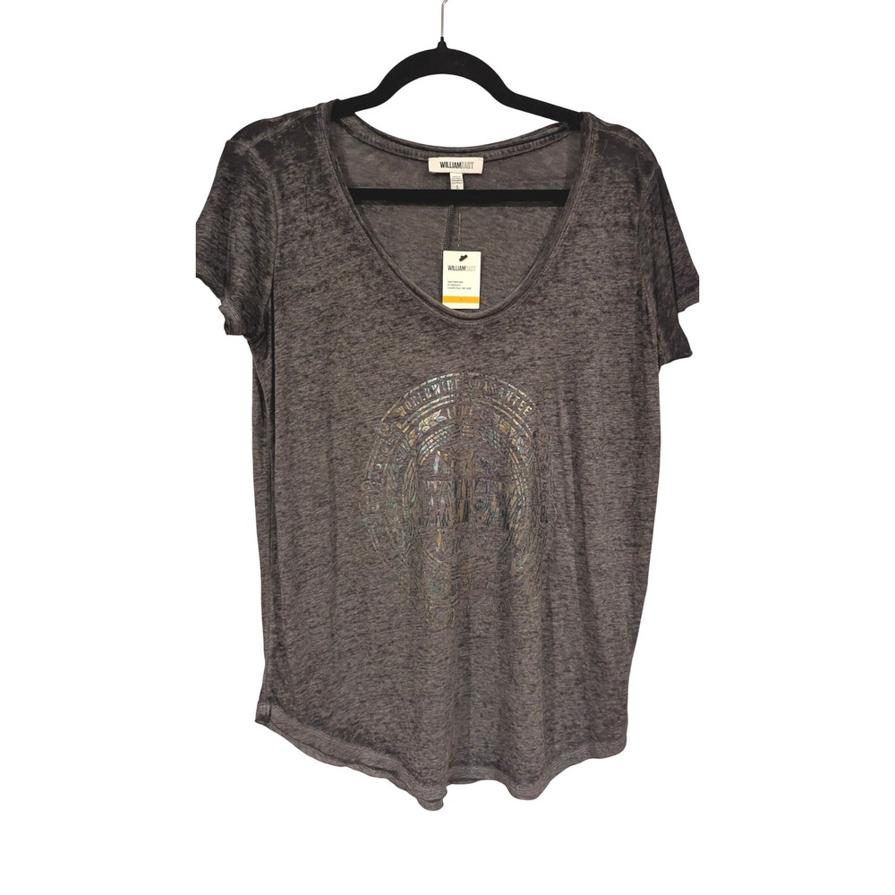William Rast T-Shirt S Charcoal Burnout Holographic Foil Tennessee Graphic Tee